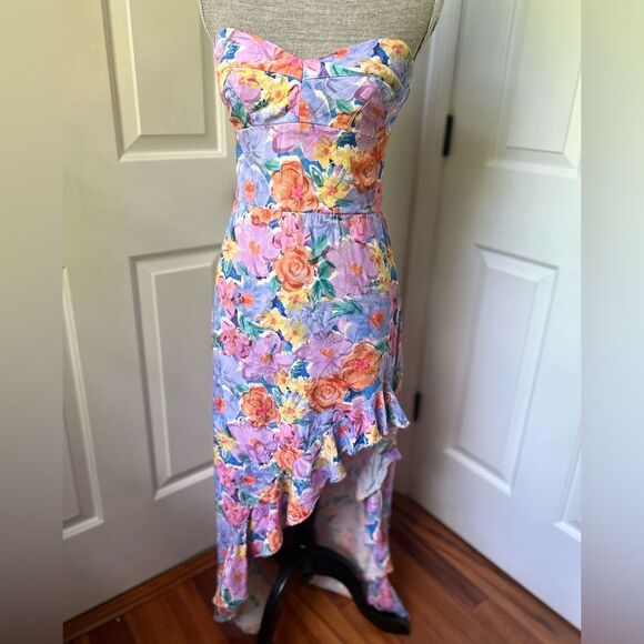 Amanda Uprichard Strapless EDEN GOWN Watercolor Floral Large - Picture 1 of 8